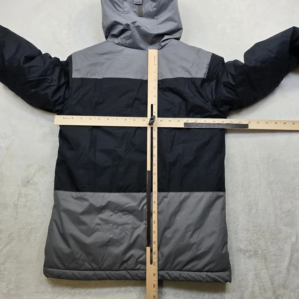 Columbia Hooded‎ Winter Jacket Kids Large 14 16 Black Grey Full Zip Insulated